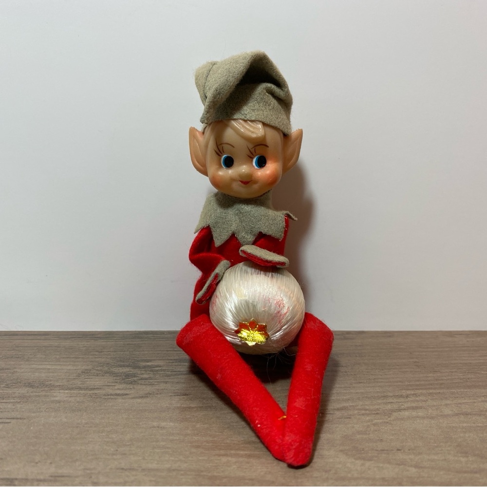 Vintage Knee Hugger Style Elf Ornament Made in Japan Christmas